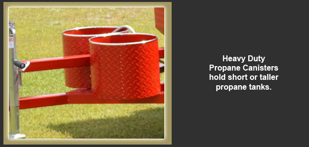 Heavy duty propane canisters on all our grills.