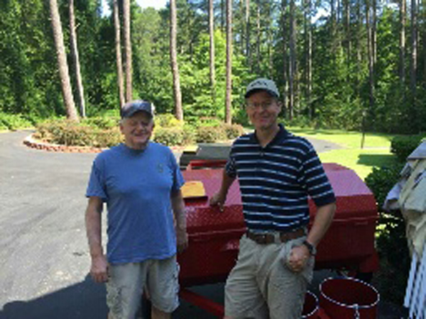 Tom, of Asheboro, North Carolina, new owner of a Carolina Pig Cookers grill.