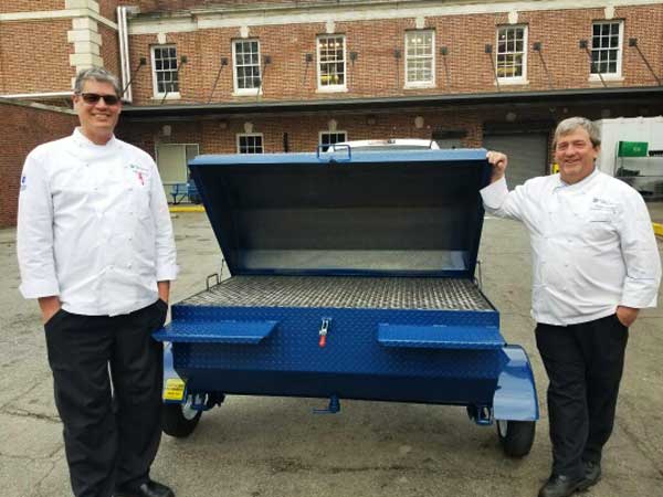 Duke Dining Services with their new Carolina Pig Cookers grill.